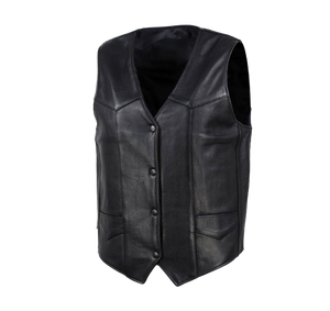 Gilet en cuir de moto pour hommes avec poche dissimulée lacets réglables Gilet en cuir pour motards - Product Image 2