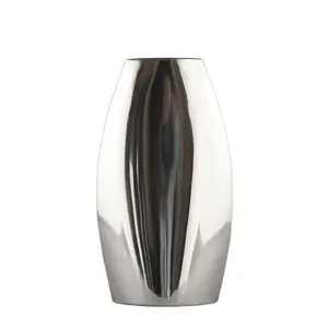 现代家庭酒店餐厅花瓶装饰银色圆柱形高品质银色不锈钢花瓶