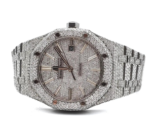 นาฬิกาข้อมือสแตนเลสสำหรับผู้ชายประดับเพชรโมอิสแฟชั่นมาถึงฮิปฮอปดีไซน์พิเศษ - Product Image 1