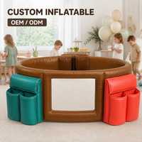 Parc de jeu gonflable personnalisé pour enfants, parc d'activités rond pour bébés, idéal pour la maison, la maternelle, les fêtes d'enfants, la sécurité intérieure et la décoration