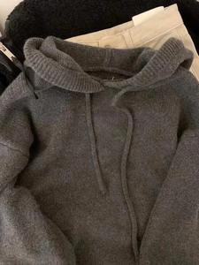 Sweat-shirt à capuche en tricot d'automne pour femmes, ample, épais, chaud, décontracté, uni, simple, basique, pull-over, nouveau - Product Image 3