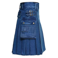 Celana Denim Biru Langit Buatan Tangan Skotlandia, Bernapas, Warna Denim, Model High Street, Pinggang Sedang, Bahan Rajut Lembut, Logo Rajut 3D, Serbaguna, Pria