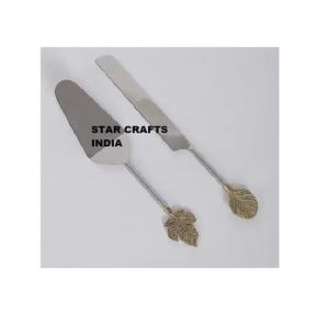 Outils pour gâteau d'anniversaire en acier inoxydable, couteau à pain en métal avec revêtement en or PVD, ensemble couteau pour gâteau de mariage et serveur, style luxueux - Product Image 2