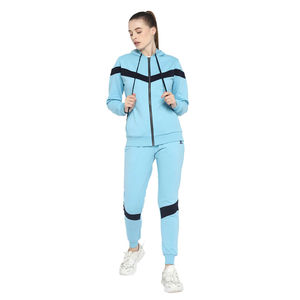 Survêtement à fermeture éclair pour femmes avec poches latérales poignets élastiques tissu respirant veste à fermeture éclair pantalon fuselé pour l'entraînement et l'usure - Product Image 1