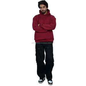 Sudadera con Capucha Color Borgoña para Hombre, en Algodón y Felpa, Estilo Casual, Ropa Urbana, Envío Rápido, Sin Aranceles, Entrega Inmediata, Stock Local en EE. UU. - Product Image 6