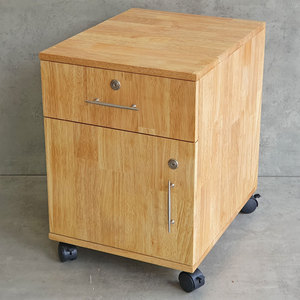 Minimalist Design Mobile Rubber Wood Personal Filing <b>Cabinet</b> 40x50x50cm <b>Lockable</b> and Movable for Office File <b>Storage</b> TCN68003 - Product Image 3