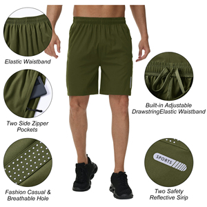Short de course et d'entraînement de couleur unie écologique pour hommes, pantalon de jogging respirant pour la gym, le fitness, short de sport doux pour la musculation - Product Image 5