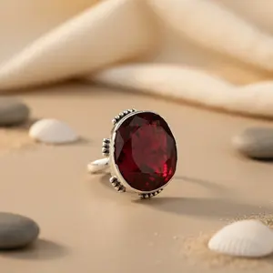 แหวนเงินแท้ 925 ประดับทับทิม สำหรับผู้หญิง เครื่องประดับชั้นดี ของขวัญสุดพิเศษ แหวนผู้ชาย หินเจียระไน ชุบโรเดียม ฝังโรเดียม ชุบแพลตตินัม - Product Image 2