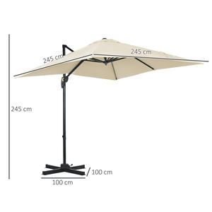 Outsunny 2.5x2.5m Parapluie de jardin crème avec angle réglable à 5 niveaux et 360 ° - Product Image 3