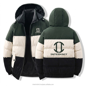 Blouson matelassé décontracté unisexe en polyester/coton épais et chaud avec capuche, style nouveau, patchwork enduit, vente en gros du fabricant - Product Image 2