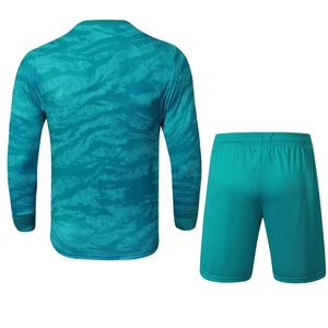 Ensemble de gardien de but de football personnalisé, kit de football par sublimation, maillot à manches longues, bleu et blanc, imprimé géométrique, uniforme respirant - Product Image 6