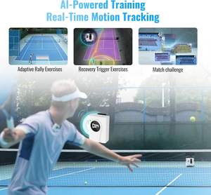 เครื่องยิงลูกเทนนิสใหม่, ควบคุมผ่านแอพและรีโมท, ฝึกซ้อมแบบกำหนดเองได้, ความจุ 150 ลูก, ความเร็วสูงสุด 80 ไมล์ต่อชั่วโมง, ใช้งานได้นาน 8+ ชั่วโมง, มอเตอร์คู่ - Product Image 2