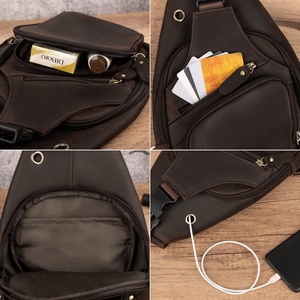 Leather Sling <b>Bag</b> <b>Men</b> Travel Crossbody Fanny Pack <b>Men</b> Belt With Adjustable Strap Fashion Waist Pack for Hiking Cycling LCB-0036 - Product Image 6