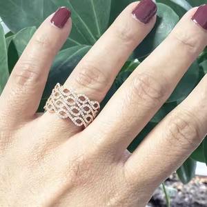 แหวนแต่งงานประดับเพชร14K สีเหลืองทองของขวัญหมั้นทันสมัยสำหรับปาร์ตี้และวันครบรอบในห้องปฏิบัติการ - Product Image 2