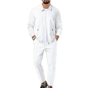 Traje deportivo de ocio juvenil para hombres Chaqueta y pantalones de color sólido para primavera y otoño Estilo informal transpirable - Product Image 6