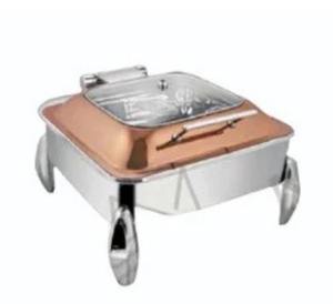 Recipiente para Calentar Comida de Acero Inoxidable con Tapa Cuadrada de Media Vidrio, Color Oro Rosa con Marco en W, Capacidad de 7L, Gran Venta 2025 - Product Image 6