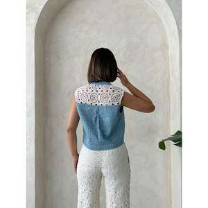 Women's <b>Sequined</b> Denim <b>Jacket</b> with Elegant Lace Details - Product Image 2