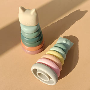Ensemble de tasses empilables en silicone pour bébé, <span class=keywords><strong>jouet</strong></span> éducatif d'empilage d'animaux pour développer la motricité - Product Image 2