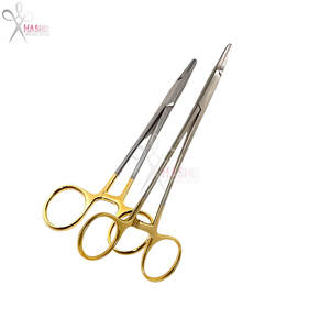 Porte-aiguilles Ryder 5,5 pouces 6 pouces en acier inoxydable certifié CE, poignée à cliquet dorée, instrument chirurgical - Product Image 6