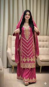 Designer Navy Blue And Pink Party Wear Salwar Kameez Fully Stitched - Product Image 3