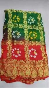 Sari en soie d'art ethnique élégant Bandhej, sari en soie d'art classique Bandhani à un prix imbattable auprès d'un fournisseur indien - Product Image 2