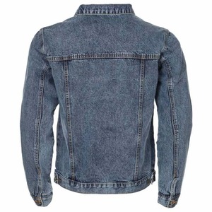 Custom Classic Dark Blue Men Denim Jacket Slim Fit Jean Trucker Style con cierre de botón Pedidos OEM - Product Image 5