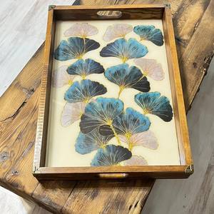 DECOR N UTILITY CRAFT Bandeja DE SERVICIO DE MADERA masiva hecha a mano Manijas de forma rectangular Logotipo personalizado Pintado marrón de alta calidad - Product Image 2