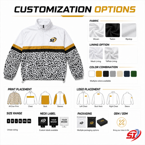 Custom Windbreaker <b>Jacket</b> <b>Half</b> <b>Zip</b> Leopard Print Team <b>Jacket</b> Custom Logo OEM ODM Wholesale Manufacturer - Product Image 3