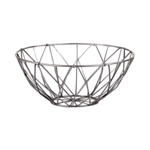 Estante de especias elegante con cuenco de alambre cromado para frutas y aperitivos Acento de cocina y comedor de vidrio decorativo contemporáneo - Product Image 6