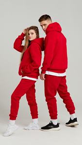 Survêtement en molleton de coton surdimensionné pour couple Ensembles de deux pièces avec poches kangourou Survêtement unisexe à la mode le plus populaire pour hommes - Product Image 4