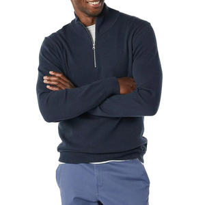 Nouveau sweat-shirt à col montant en polaire pour l'automne et l'hiver, fermeture éclair quart de tour, sweat-shirt décontracté pour homme, demi-zip, couleur unie, pull-over - Product Image 1