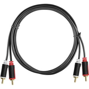 Mumbi 14041-2m Black Stereo <b>Audio</b> Cinch Connection <b>Cable</b> with <b>RCA</b> Connector PVC Jacket & Braid Shielding - Product Image 2