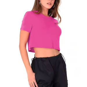 เสื้อครอปสำหรับผู้หญิงแบบสั้นเสื้อยืดผ้าฝ้ายทันสมัยทำจากผ้าฝ้าย - Product Image 5