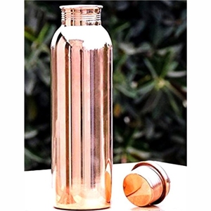 Botella de Agua de Cobre Puro, Hermética, Ecológica, Segura para Hervir Agua, con Agarre Ergonómico, Beneficios Ayurvédicos para la Salud, Corte de Diamante sin Uniones - Product Image 2