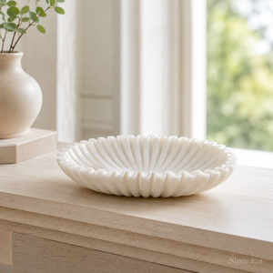 Vente en gros de bols à fruits décoratifs en marbre blanc à volants, pour une décoration de maison de luxe - Product Image 3