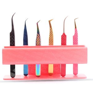 Pinzas para Extensión de Pestañas de Acero Inoxidable Multicolor Negro y Azul, Hechas a Mano, Marca Privada, Más Vendidas - Product Image 1