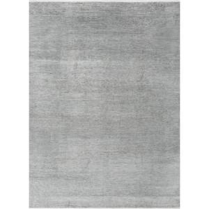 Alfombra Kairos Azul de Lana y Viscosa Anudada a Mano, Color Sólido Abstracto para el Hogar, Pasillo, Dormitorio, Forma Rectangular, Hecha a Mano-SKWV-110 - Product Image 1