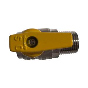 Válvula de Gas Esférica HM de 1/2" EN 331 M/M o M/H de Latón Niquelado con Palanca Amarilla para Gas Natural/GPL Tipo SNG - Product Image 1