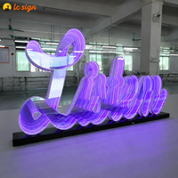 Enseigne LED personnalisée pour entreprise, lettres 3D effet miroir infini, enseigne lumineuse en acrylique pour affichage commercial en magasin