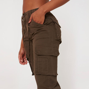 กางเกงคาร์โก้ผู้หญิงสไตล์เรโทร งานศิลปะคุณภาพสูง มีกระเป๋าหลายช่อง ทรงหลวมสบาย ขาตรง เอวยางยืดระดับกลาง ด้านหน้าเรียบ ระบายอากาศได้ดี - Product Image 4