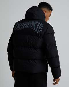 Nouvelles vestes matelassées en duvet pour hommes, couleur unie noire, logo personnalisé, col montant avec capuche, fermeture éclair intégrale, prix de gros - Product Image 2