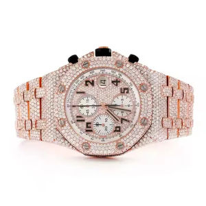 Montre mécanique en acier inoxydable avec grand cadran, design tendance, personnalisable, sertie de diamants VVS Moissanite, style hip-hop, pour homme - Product Image 2