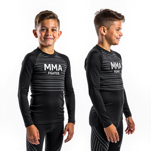 Protector de erupción de manga completa sublimado personalizado para MMA y BJJ con ajuste de compresión y estilo kimono de jiu jitsu - Product Image 5