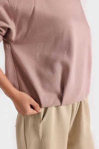 Sudadera Holgada de Color Rosa Pálido para Mujer, Invierno, Ligera, Oversize, Ecológica, de Felpa de Algodón, con Logotipo Personalizado - Product Image 4