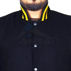 แจ็คเก็ตเบสบอลวาร์ซิตี้ผ้าขนสัตว์สำหรับผู้ชายสั่งตัด แฟชั่นล่าสุด สไตล์ไฮสตรีท คอตั้ง แขนยาว สำหรับฤดูหนาว - Product Image 6