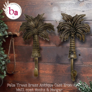 Crochets de manteau de mur de fonte antique et cintres de porte-clés conception de palmiers en laiton de qualité d'exportation - Product Image 2