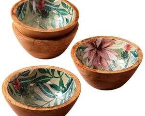 Precio al por mayor, diseño real, impresión esmaltada en el interior, vajilla de madera, ensaladera o vajilla, utensilios de cocina, cubiertos, cuenco para servir - Product Image 3