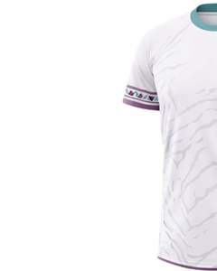 Conjunto de Camiseta y Pantalones Cortos de Fútbol Personalizados en Blanco, Verde Azulado y Morado, Transpirables, de Poliéster, para Entrenamiento, Partido, Ropa Deportiva de Equipo - Product Image 6