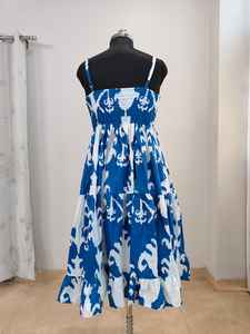 Robe en coton fleuri, légère et respirante, robe d'été élégante et confortable, robe en coton imprimé à la main pour femmes, robe ajustée - Product Image 5