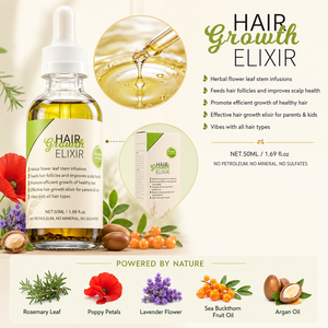 Élixir capillaire stimulant la croissance des cheveux à base de plantes, huile capillaire traitante avec huile de pépins de raisin, jojoba, argan et menthe poivrée, fournisseur OEM - Product Image 4